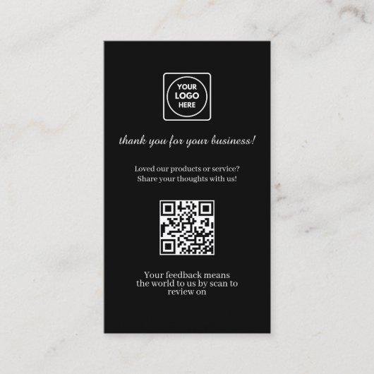 Carte De Visite Black QR | Custom Business Feedback Review Link (Devant)