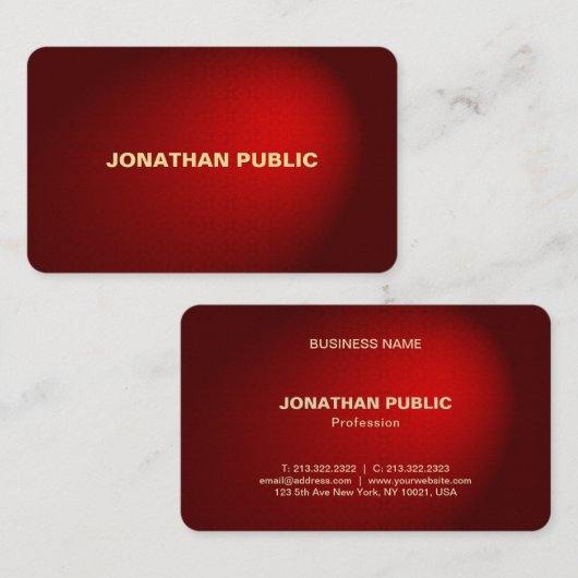 Carte De Visite Black Red Damask Premium Professionnel (Devant / Derrière)