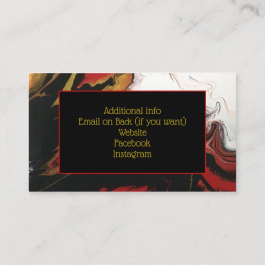 Carte De Visite Black Red Gold avec photo (double face) (Dos)