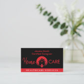 Carte De Visite Black & Red Professionnel Aide à la maison Aide à (Debout devant)