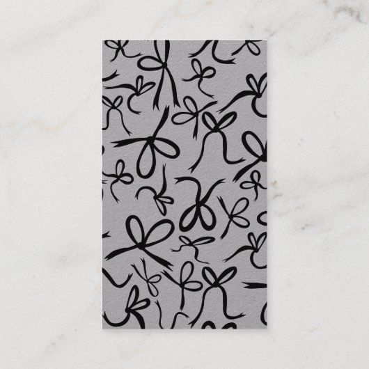 Carte De Visite Black Ribbon Bows Sweet Custom Feminine Luxe Grey (Dos)