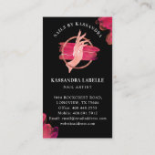 Carte De Visite Black Rose Clou Art Manucure Salon Script Monogram (Dos)