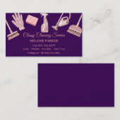 Carte De Visite Black & Rose pink Glitter Classy Cleaning Services (Devant / Derrière)