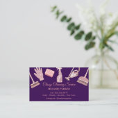 Carte De Visite Black & Rose pink Glitter Classy Cleaning Services (Debout devant)