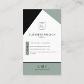 Carte De Visite Black Saga Green Custom Business Logo & QR Code (Dos)