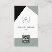 Carte De Visite Black Saga Green Custom Business Logo & QR Code (Devant)