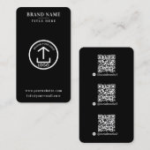 Carte De Visite Black Scannable Digital Contact QR Code Logo (Devant / Derrière)