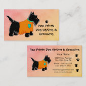 Carte De Visite Black Scottie Terrier Chien Grossissant Jaune (Devant / Derrière)