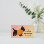 Carte De Visite Black Scottie Terrier Chien Grossissant Jaune (Debout devant)