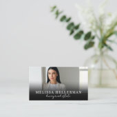 Carte De Visite Black Script Luxury Real Estate (Debout devant)