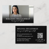 Carte De Visite Black Script Luxury Real Estate (Devant / Derrière)