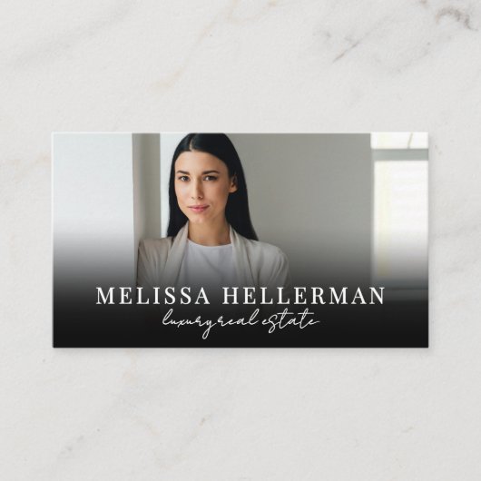 Carte De Visite Black Script Luxury Real Estate (Devant)
