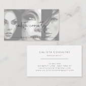 Carte De Visite Black Script Photo Makeup Business (Devant / Derrière)