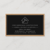 Carte De Visite Black & Silver General Contractor QR Code Wood (Devant)