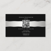 Carte De Visite Black Silver Metallic Band Qr et logo (Dos)