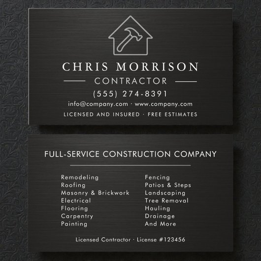 Carte De Visite Black Silver Metallic Building Construction
