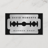 Carte De Visite Black Silver Razor Blade Barber Business Card (Devant)