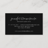 Carte De Visite Black Simple Modern Sophisticated Mermaid (Dos)