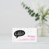 Carte De Visite Black Speech Bubble & Confetti Bonjour ! (Debout devant)