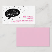 Carte De Visite Black Speech Bubble & Confetti Bonjour ! (Devant / Derrière)