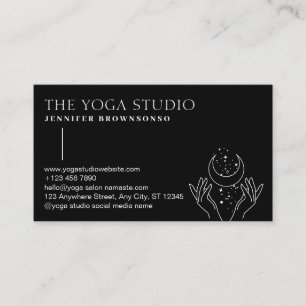 Carte De Visite Black Stars Étoiles Énergétique Healing mains Lune