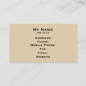 Carte De Visite Black Stripe on an elegant Parchment Design (Dos)