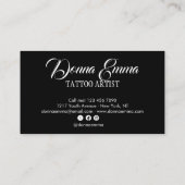 Carte De Visite Black Tattoo artists photo script typography (Dos)