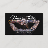 Carte De Visite Black Tattoo artists photo script typography (Devant)