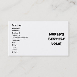 Carte De Visite Black Text Meilleurs T-shirts et cadeaux Lolo