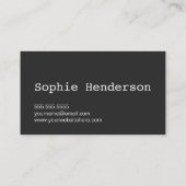 Carte De Visite Black Textured Minimalist Author Professionnel (Dos)