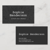 Carte De Visite Black Textured Minimalist Author Professionnel (Devant / Derrière)