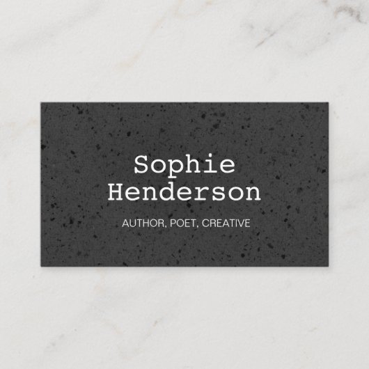 Carte De Visite Black Textured Minimalist Author Professionnel (Devant)