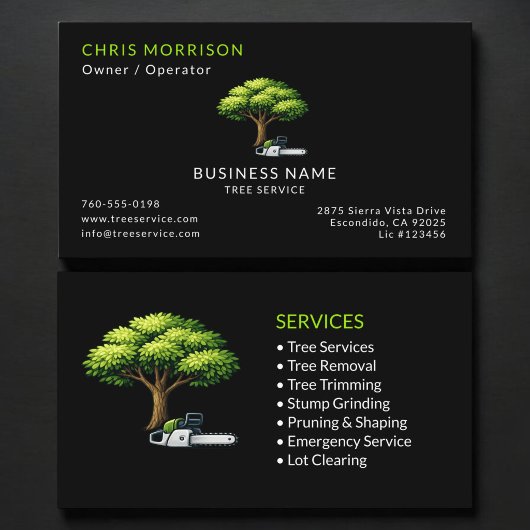 Carte De Visite Black Tree Services Professional