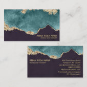 Carte De Visite *~* Black Turquoise Moss Agate Geode Gold Parties (Devant / Derrière)