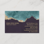 Carte De Visite *~* Black Turquoise Moss Agate Geode Gold Parties (Dos)