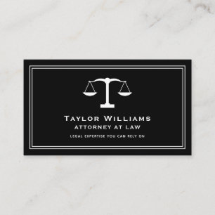Carte De Visite Black White Avocat Droit Justice Scales
