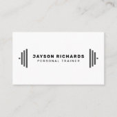 Carte De Visite Black & White Bold Barbell Personal Trainer Simple (Devant)