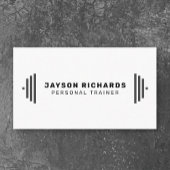 Carte De Visite Black & White Bold Barbell Personal Trainer Simple