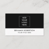 Carte De Visite Black White Custom Logo QR Code Modern Simple (Devant)