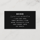 Carte De Visite Black & White Elegant Club Clover Logo Casino Cool (Dos)