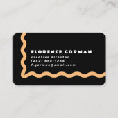 Carte De Visite Black White et Pastel Orange Wavy Frame (Devant)