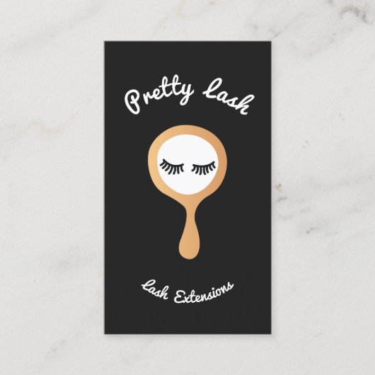 Carte De Visite Black White EyeLash Extensions Gold Mirror (Devant)