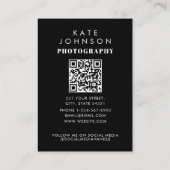 Carte De Visite Black White Full Photo QR Code Médias sociaux (Dos)