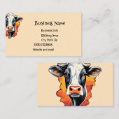 Carte De Visite Black White Holstein, animal de ferme de vache, ar (Devant / Derrière)