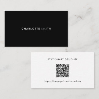 Carte De Visite Black & White Minimal Professional QR Code