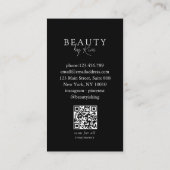Carte De Visite Black & White Minimal Salon QR Code Loyalty (Dos)