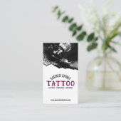 Carte De Visite Black & White Modern 2 Photo QR Code Tattooist (Debout devant)