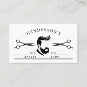 Carte De Visite Black & White moderne Homme & Ciseaux Barber Shop (Devant)