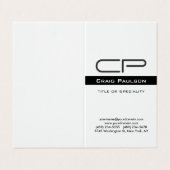 Carte De Visite Black White Monogramme Nom d'adresse (Extérieur déplié)