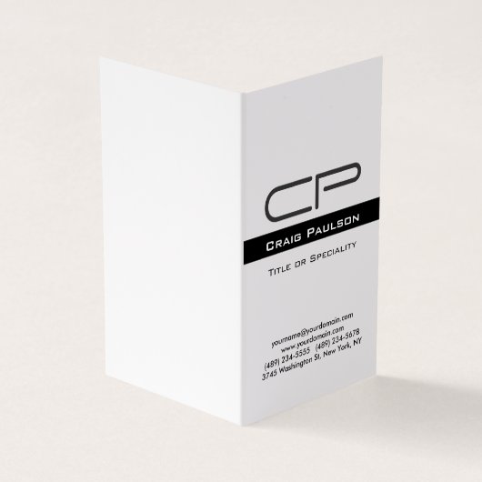 Carte De Visite Black White Monogramme Nom d'adresse (Extérieur)